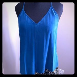 100% silk top Joie teal blue